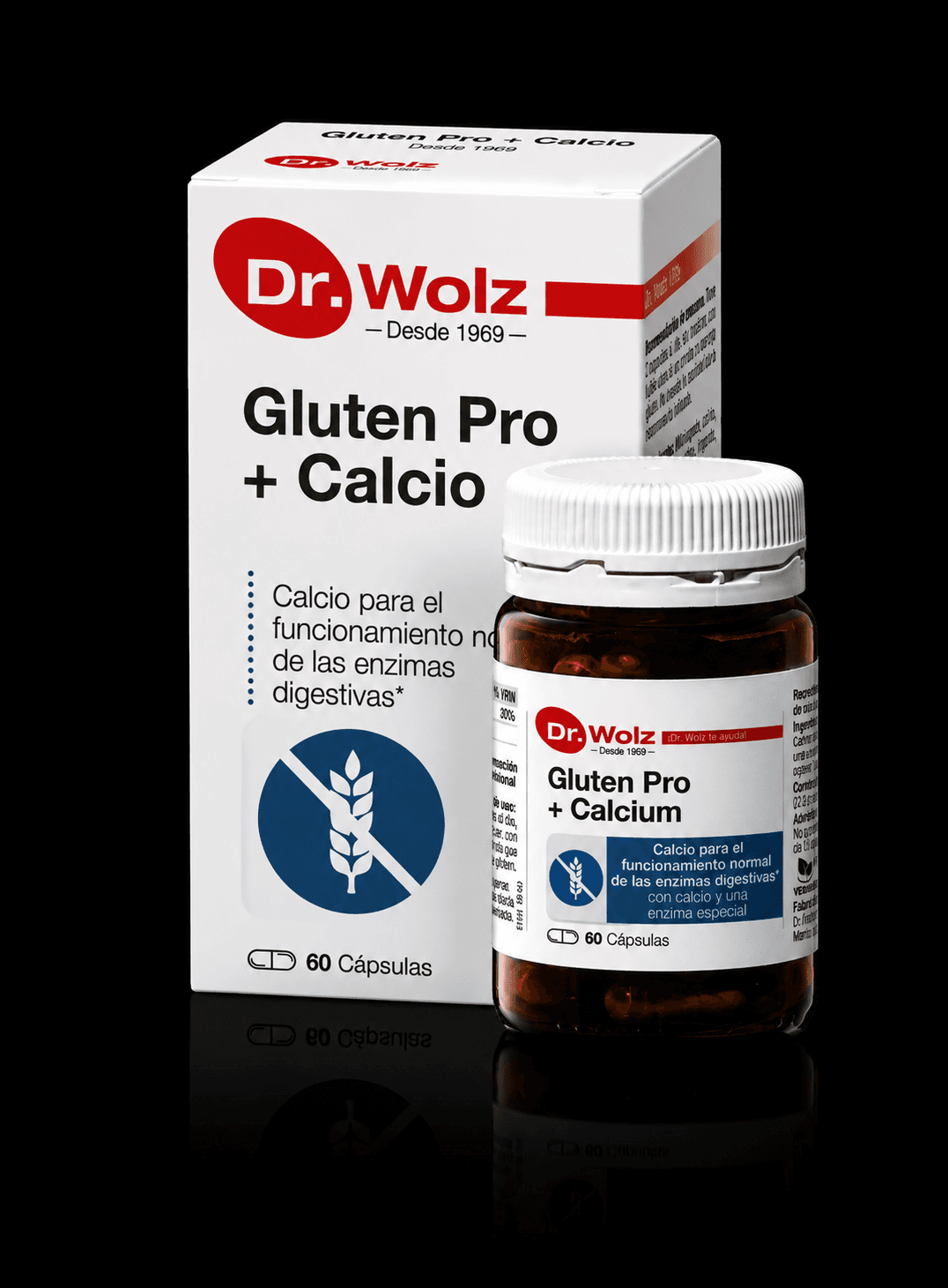 Gluten Pro + Calcium — caja y frasco
